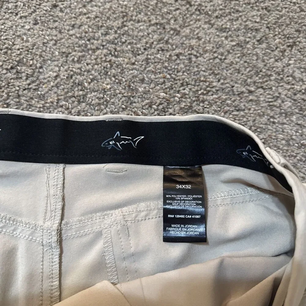 GREG NORMAN Performance Classic Dress Pants Stretch Tan Khaki Golf Career 34x32‎
